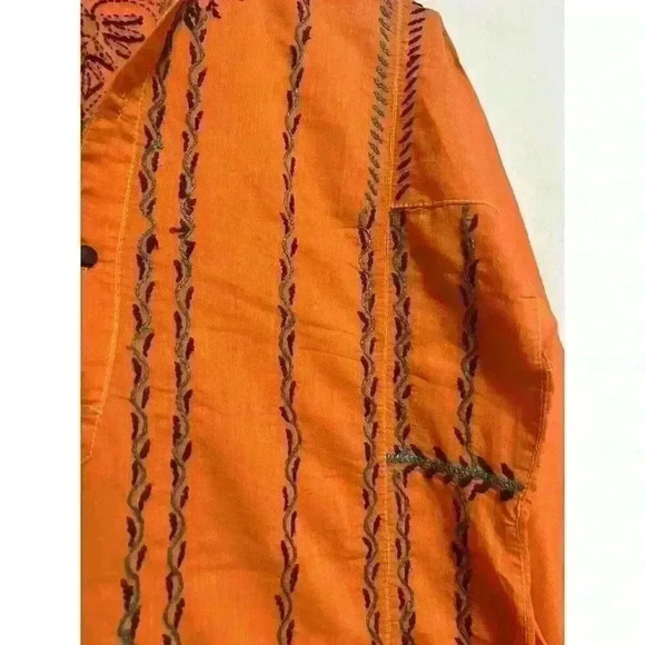 Orange Women Kurti Kurta Ethnic Sz Small Embroidered Tunic Dress Indian 0068 - Picture 2 of 7